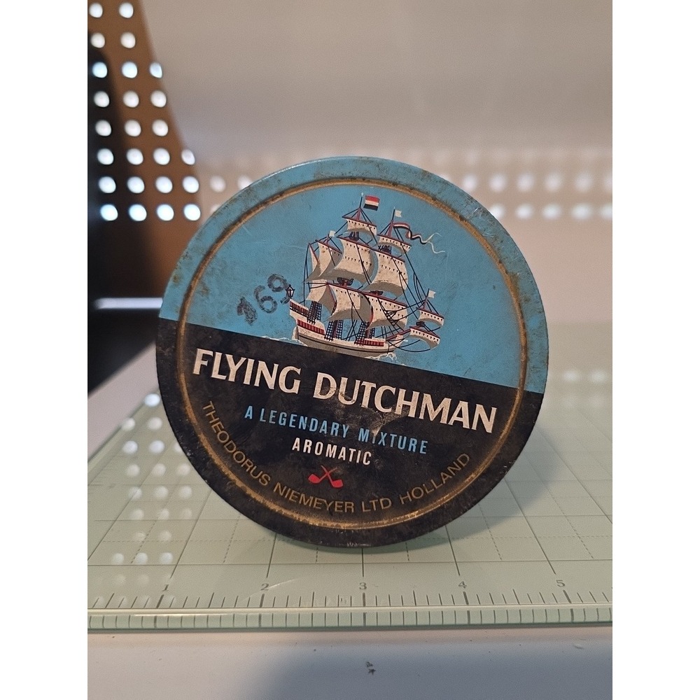 Flying Dutchman Tobacco Tin, Empty, Theodorus Niemeyer LTD, Holland. 4" Diameter